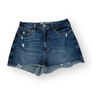 Hollister Curvy Ultra High Rise Mom Shorts Womens Size 27/5 Dark Wash 3” Inseam